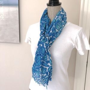 Lilly Pulitzer Blue & Teal Floral Print Scarf